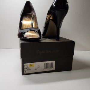 Enzo Anglioni black patent Maylie 9.5 pumps